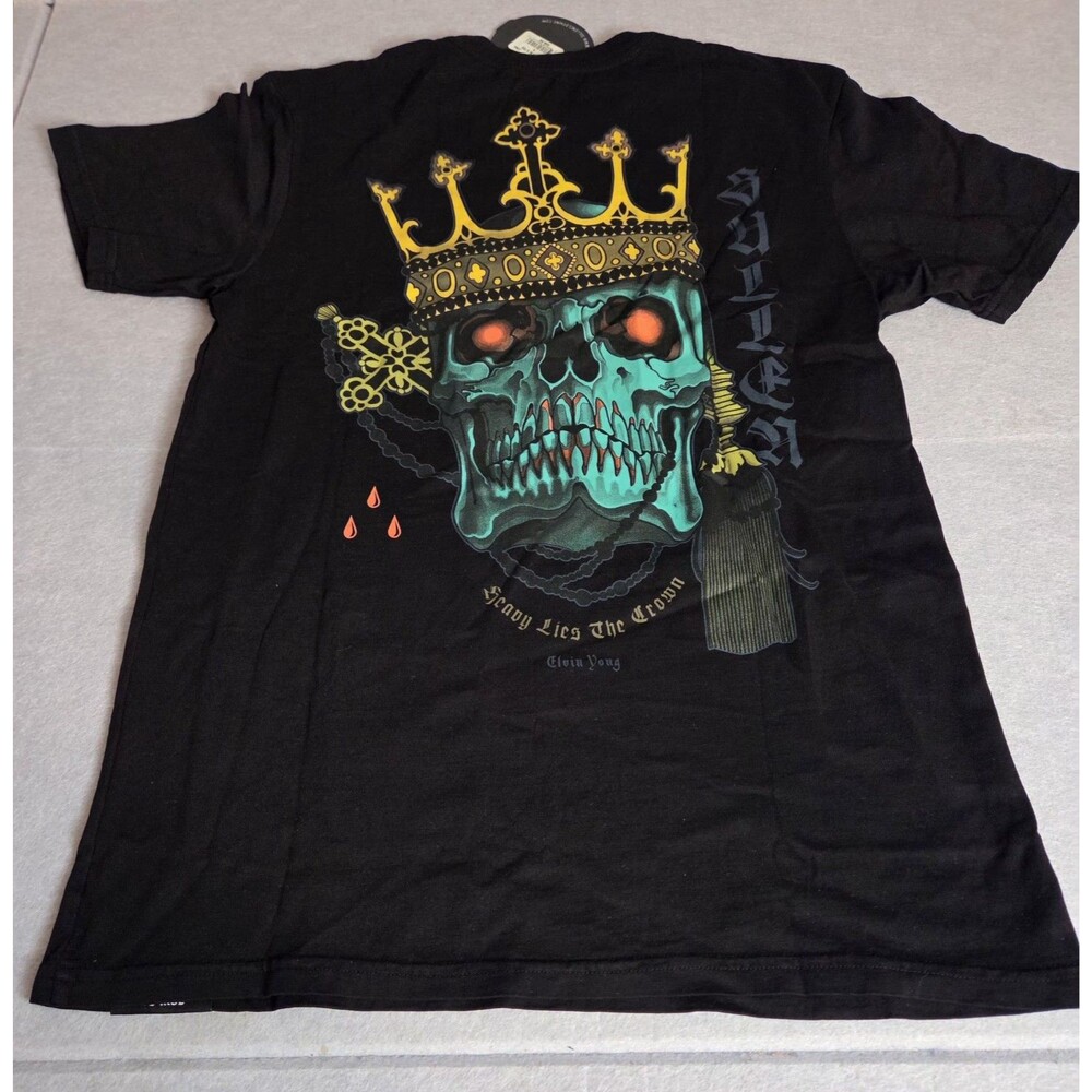 SULLEN Art Collective Heavy Lies The Crown Tee Black Small Elvin Yong Skull NWT